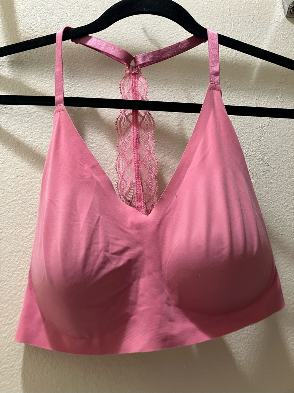 True & Co. Pink Lace-Back Bralette